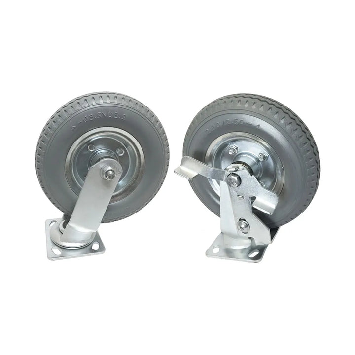 Hospitality 1 Source NP4GBR-8 Semi-pneumatic 8" Wheels w/ Brakes — Set of 4: 2 Rigid/2 Swivel