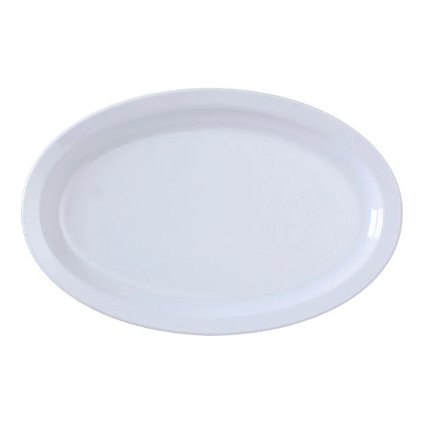 Yanco NS-510W Nessico Oval Platter with Narrow Rim, 9.75" Length, 6.75" White Melamine, Pack of 24