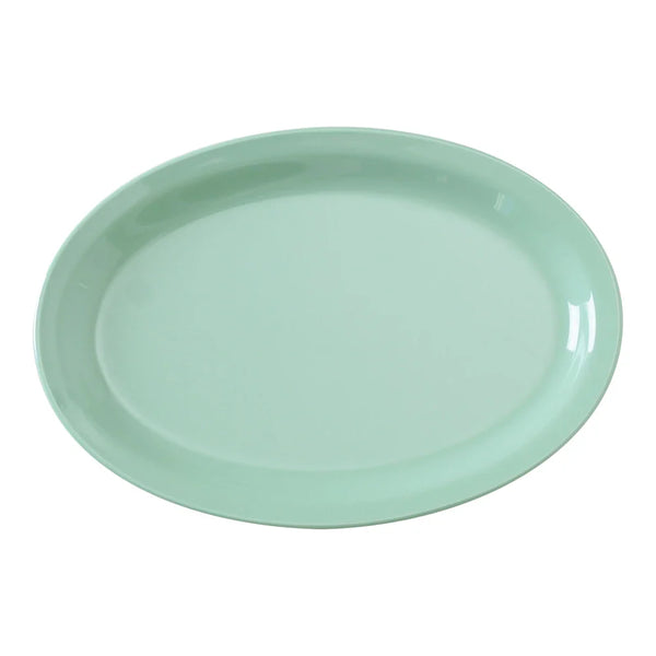 Yanco NS-515G Nessico Oval Platter with Narrow Rim, 13.25" Length, 9.5" Green Melamine Pack of 12