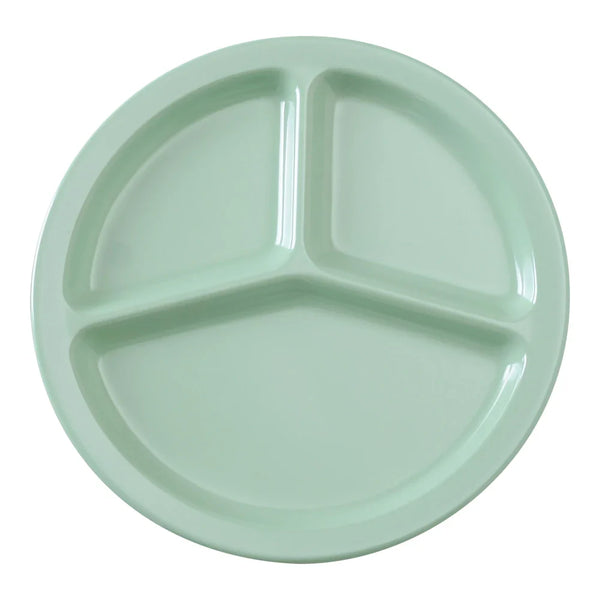 Yanco NS-702G Nessico 3-Compartment Plate, 10" Green Melamine, Pack of 24