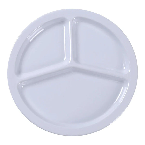 Yanco NS-702W Nessico 3-Compartment Plate, 10" White Melamine, Pack of 24