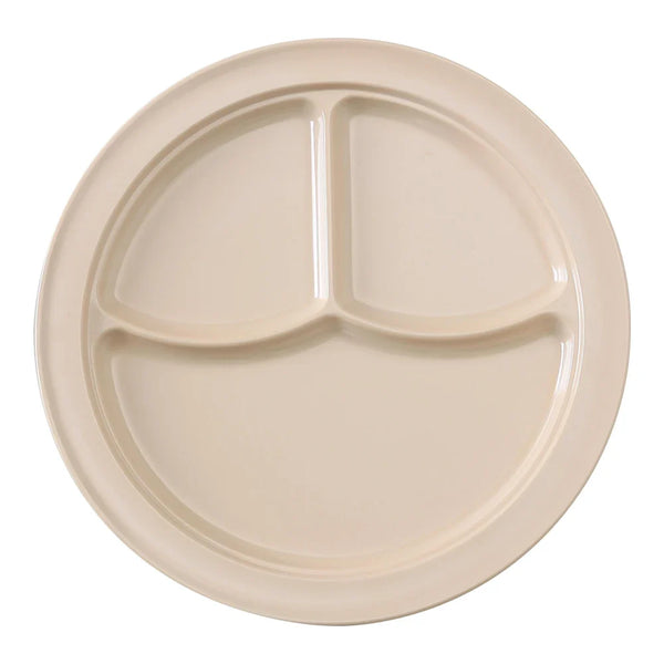 Yanco NS-703T Nessico 3-Compartment Plate, 10.875" Diameter, Melamine, Tan Color, Pack of 24