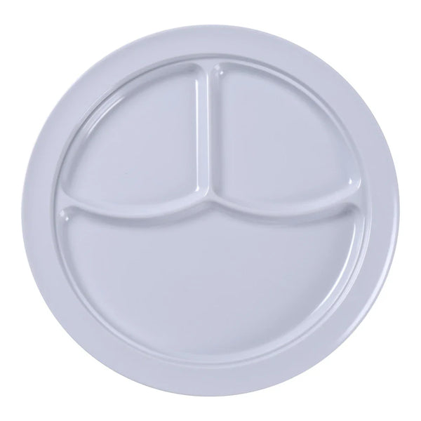 Yanco NS-703W Nessico 3-Compartment Plate, 10.875" White Melamine, Pack of 24