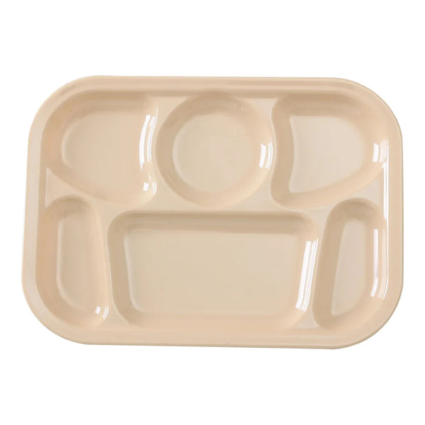 Yanco NS-803T Nessico 6-Compartment Plate, Rectangular, 13" Length, 9.5" Width, Melamine, Tan Color, Pack of 12