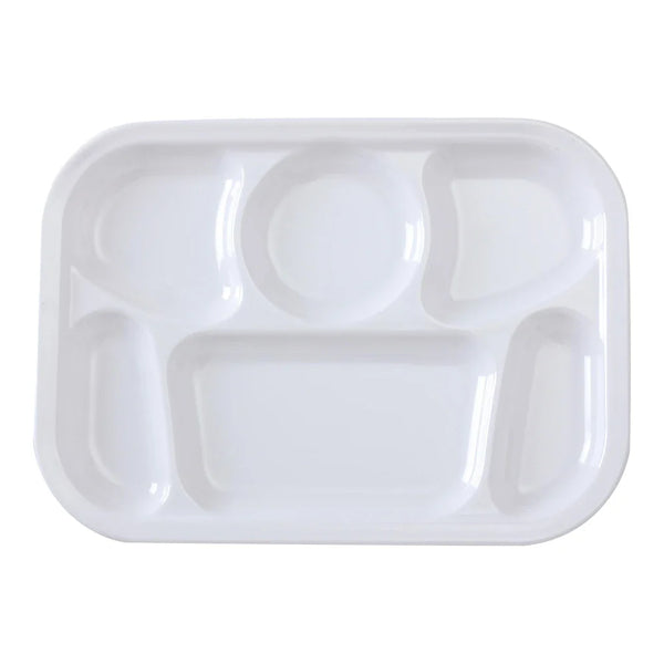 Yanco NS-803W Nessico 6-Compartment Plate, 13" Length, 9.5" White Melamine, Pack of 12