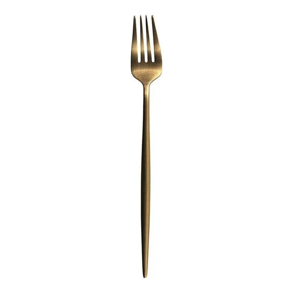 Furtino England Oscar Table Fork Matt Gold 18/10 Stainless Steel Table Fork 8mm, Pack Of 12