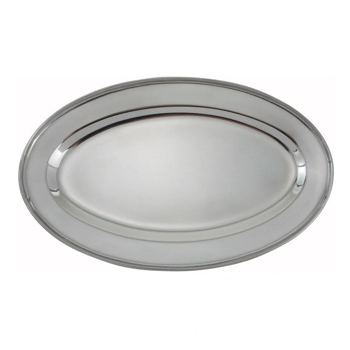 Winco OPL-14 Serving Platter, Oval, 14" x 8-3/4", Stainless Steel