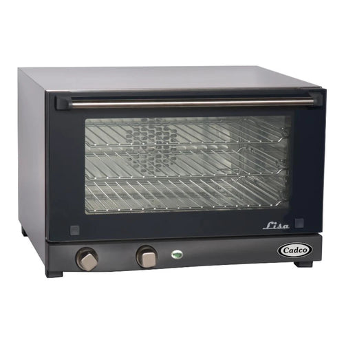 Cadco Lisa OV-013 3-Shelf Half Size Medium-Duty Manual Countertop Convection Oven - 120V