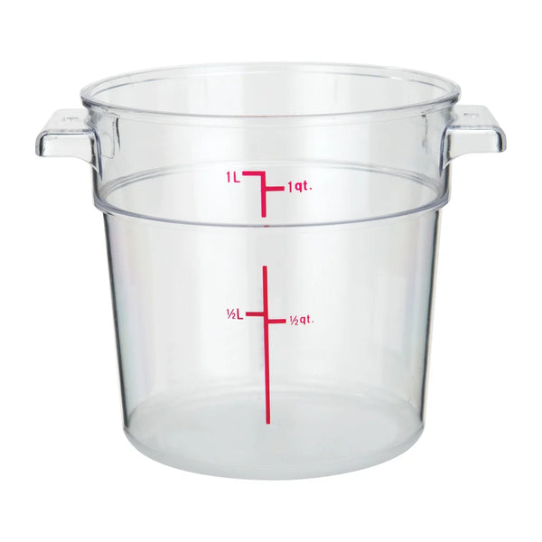 Winco PCRC-1 1qt Round Storage Container, Clear, PC