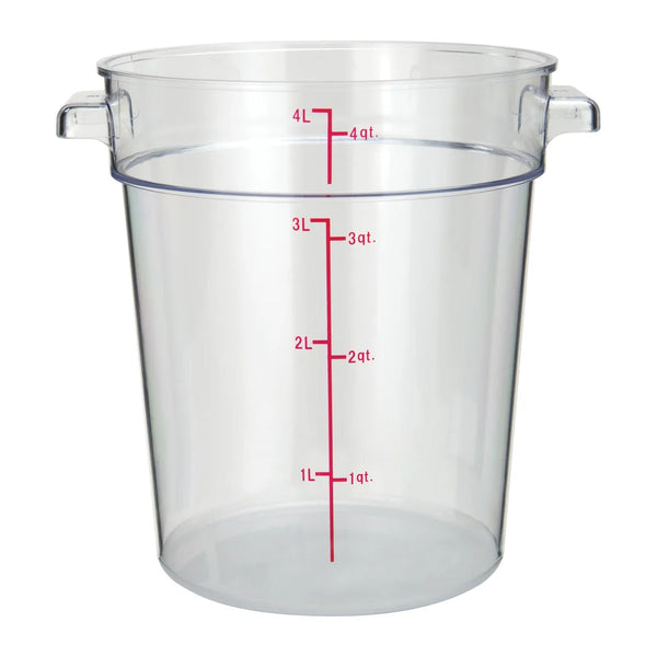 Winco PCRC-4 4qt Round Storage Container, Clear, PC