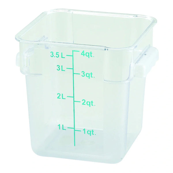 Winco PCSC-4C 4qt Square Storage Container, Clear, PC