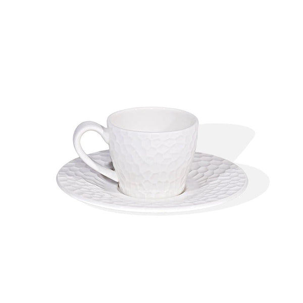 Furtino England Pebble 10cl/3.5oz White Porcelain Expresso Cup, Pack of 6