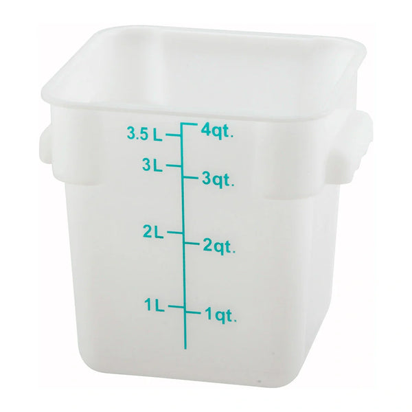 Winco PESC-4 4qt Square Storage Container, White, PP