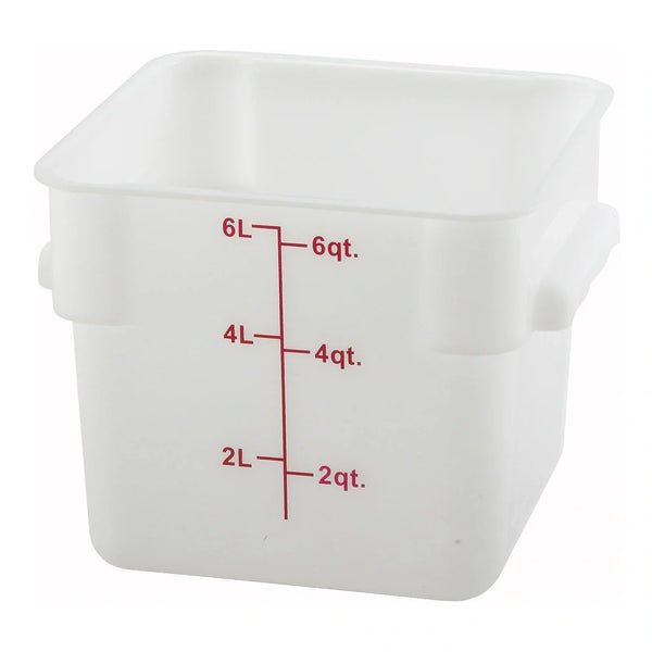 Winco PESC-6 6qt Square Storage Container, White, PP