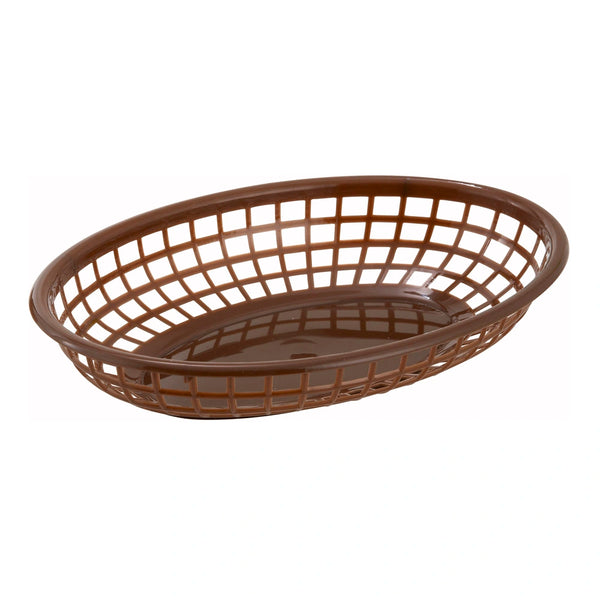 Winco PFB-10B Fast Food Baskets, Oval, 9-1/2" x 5" x 2", Brown