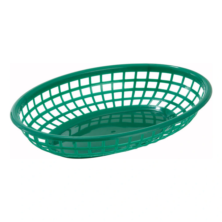 Winco PFB-10G Fast Food Baskets, Oval, 9-1/2" x 5" x 2", Green