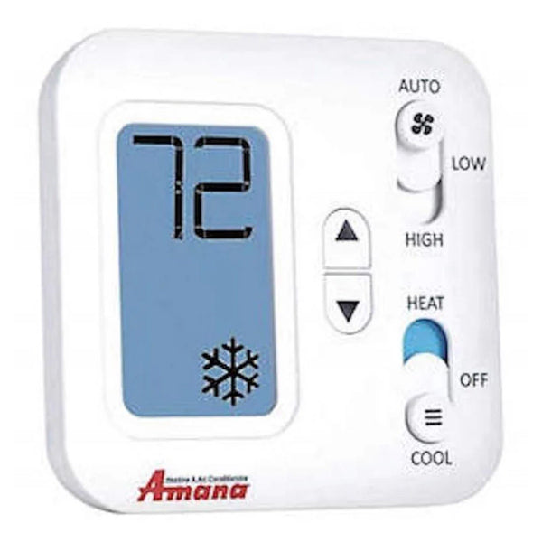 Amana PHWT-A100C 6 Wire, 2 Speed, 24 Volt Manual Changeover Wall Thermostat Cooling with Electric Heat Only