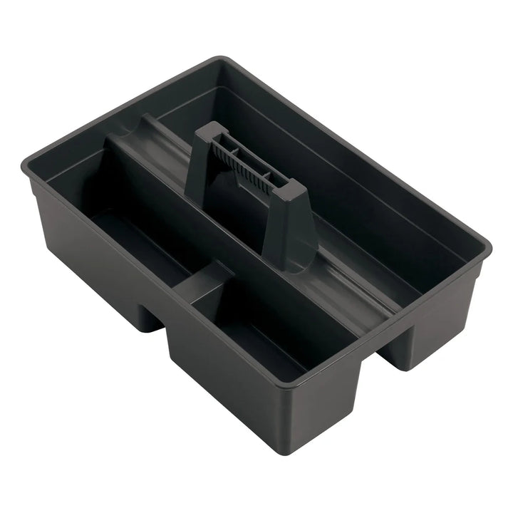 Winco PJC-1511K Black 3 Compartments Janitorial Caddy, 15-1/4" x 10-3/4" x 6-3/4"