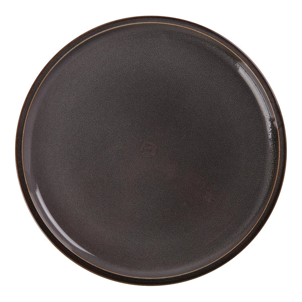 Yanco PK-210 Peacock 10" Round Plate with Upright Rim, Gray Porcelain - Pack of 12