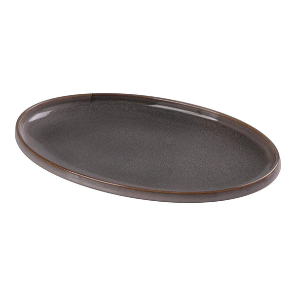 Yanco PK-314 Peacock 14" Oval Plate, Gray Porcelain - Pack of 12