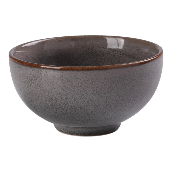 Yanco PK-704 Peacock 4.5" Round Rice Bowl, Gray Porcelain, 10oz - Pack of 36