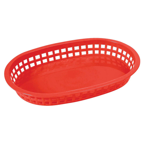 Winco PLB-R Platter Baskets, Oval, 10-3/4" x 7-1/4" x 1-1/2", Red