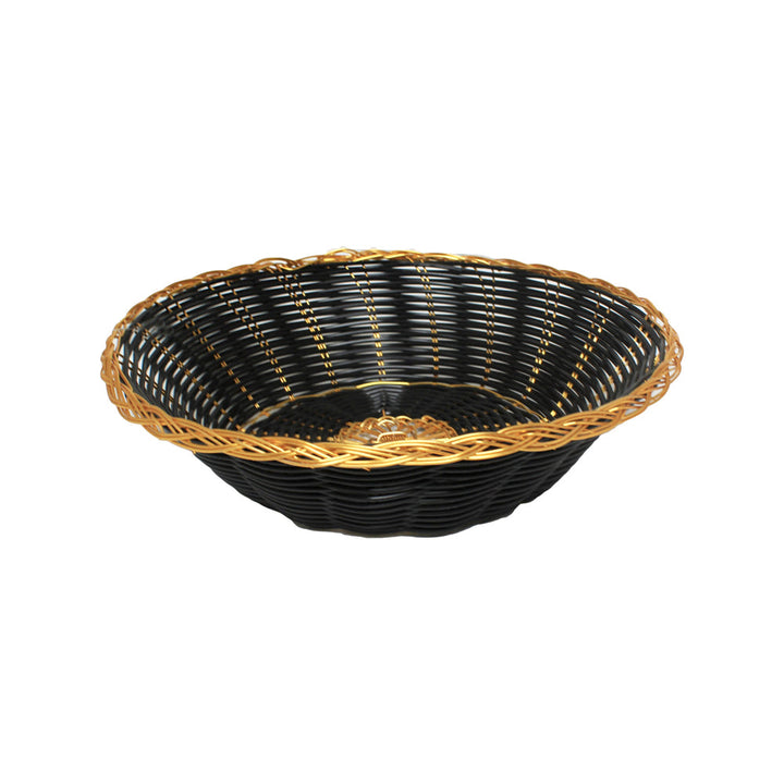 Thunder Group PLBB825G 8" x 2-1/4" Plastic Round Woven Bread Basket Black