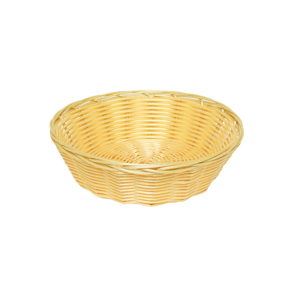 Thunder Group PLBB825 8" x 2-1/4" Plastic Round Woven Bread Basket Natural Color