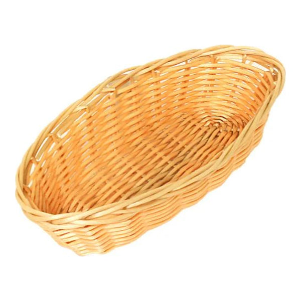 Thunder Group PLBB850 8-1/4" x 4-1/4" Plastic Oblong Woven Bread Basket Natural Color