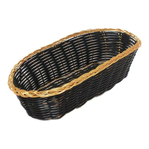 Thunder Group PLBB850G 8-1/4" x 4-1/4" Plastic Oblong Woven Bread Basket Black