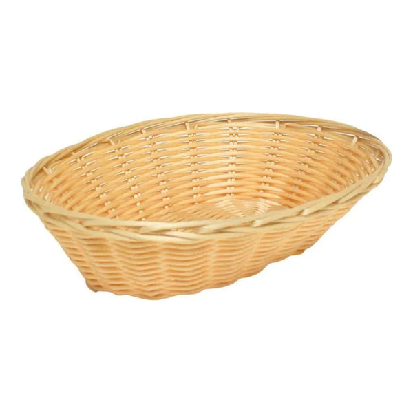 Thunder Group PLBB900 9-1/4" x 7" Plastic Oval Woven Bread Basket Natural Color