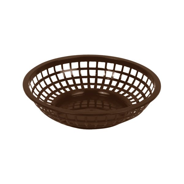 Thunder Group PLBK008B 8" x 2" Polypropylene Round Fast Food Basket Brown Pack of 12