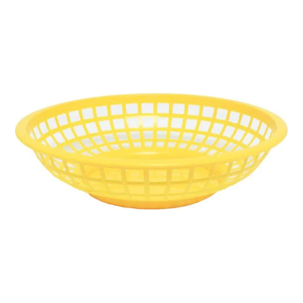 Thunder Group PLBK008Y 8" x 2" Polypropylene Round Fast Food Basket Yellow Pack of 12