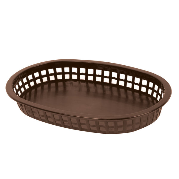 Thunder Group PLBK1034B 10-3/4" x 7" x 1-1/2" Polypropylene Oblong Fast Food Basket Brown Pack of 12