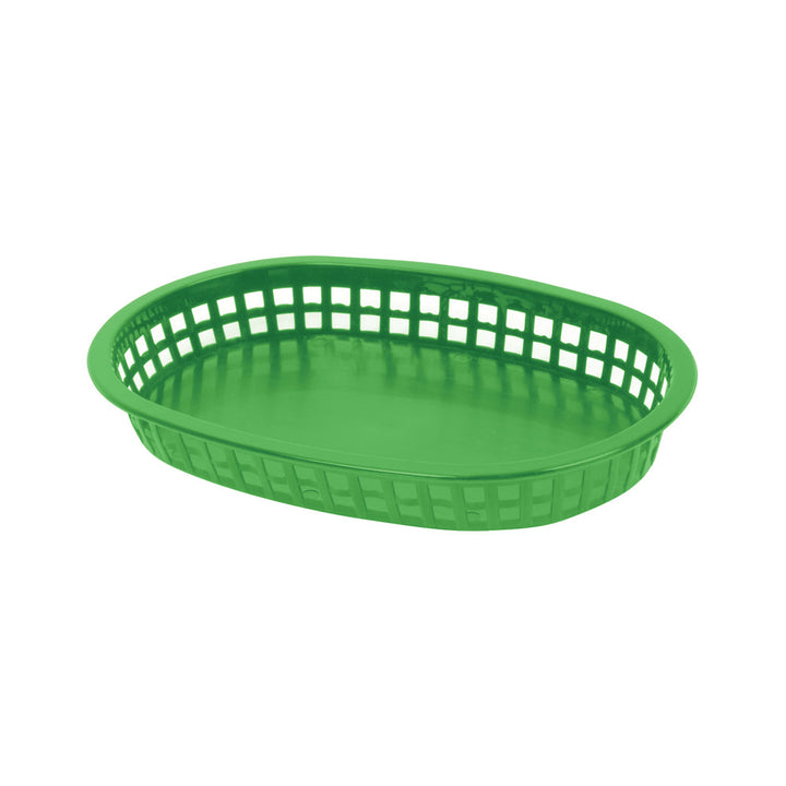 Thunder Group PLBK1034G 10-3/4" x 7" x 1-1/2" Polypropylene Oblong Fast Food Basket Green Pack of 12