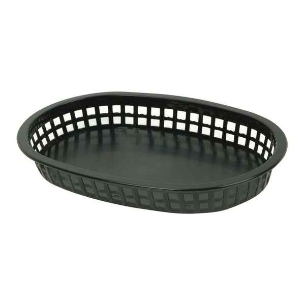 Thunder Group PLBK1034K 10-3/4" x 7" x 1-1/2" Polypropylene Oblong Fast Food Basket Black Pack of 12