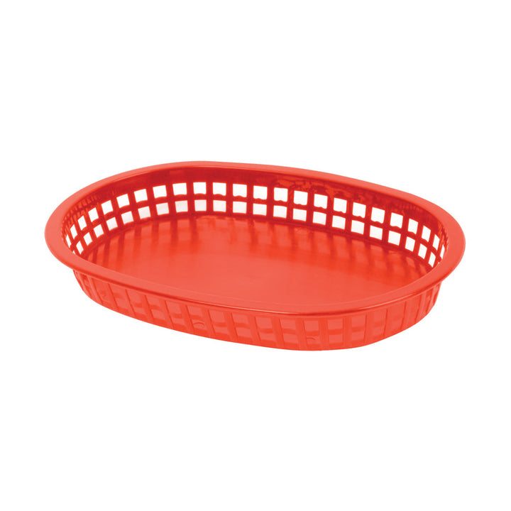 Thunder Group PLBK1034R 10-3/4" x 7" x 1-1/2" Polypropylene Oblong Fast Food Basket Red Pack of 12