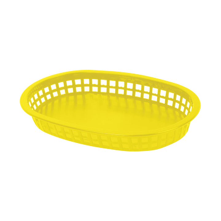 Thunder Group PLBK1034Y 10-3/4" x 7" x 1-1/2" Polypropylene Oblong Fast Food Basket Yellow Pack of 12