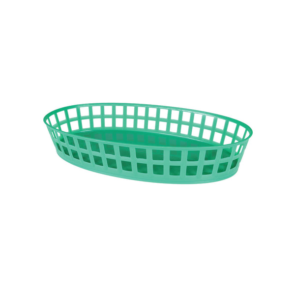 Thunder Group PLBK912G 7-7/8" x 4-3/5" Polypropylene Oval Fast Food Basket Green Pack of 12