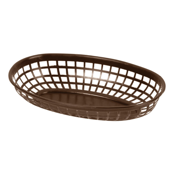 Thunder Group PLBK938B 9-3/8" x 5-5/8" Polypropylene Oval Fast Food Basket Brown Pack of 12