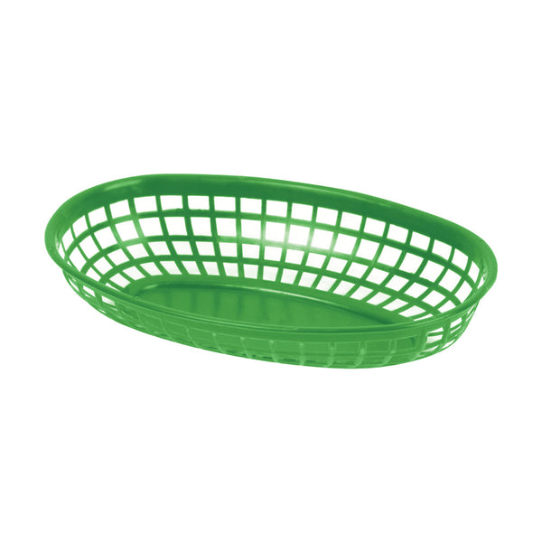 Thunder Group PLBK938G 9-3/8" x 5-5/8" Polypropylene Oval Fast Food Basket Green Pack of 12