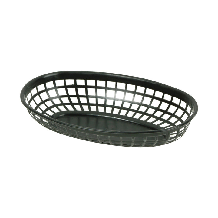 Thunder Group PLBK938K 9-3/8" x 5-5/8" Polypropylene Oval Fast Food Basket Black Pack of 12