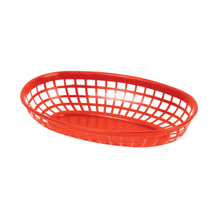 Thunder Group PLBK938R 9-3/8" x 5-5/8" Polypropylene Oval Fast Food Basket Red Pack of 12