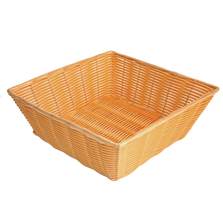 Thunder Group PLBN1313T 13" x 13" Square Plastic Hand-Woven Basket with Handle