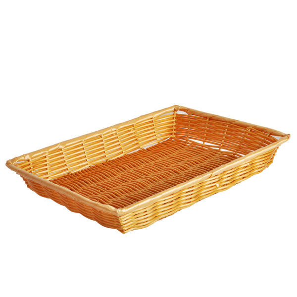 Thunder Group PLBN1410T 14" x 10" Rectangular Plastic Hand-Woven Basket with Handle