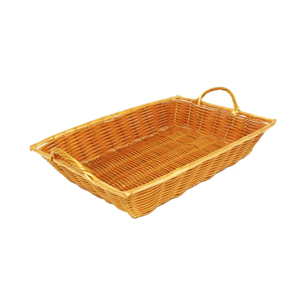 Thunder Group PLBN1611T 16" x 11" Plastic Hand-Woven Basket with Handle