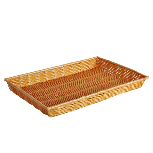 Thunder Group PLBN1813T 18" x 13" Rectangular Plastic Hand-Woven Basket with Handle