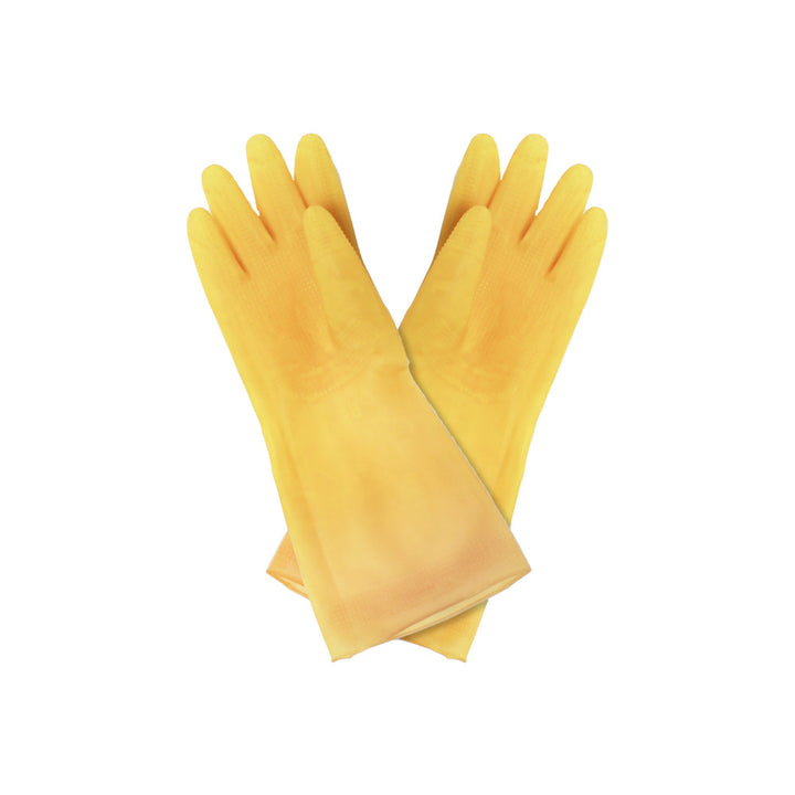 Thunder Group PLGL001 8-1/2" x 13" Latex Heavy-Duty Gloves Yellow Pack of 12