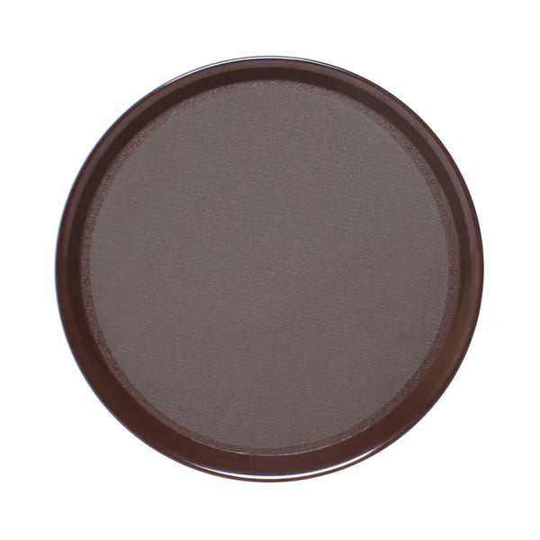 Thunder Group PLRT012 12" Acrylonitrile Round Anti-Slip Tray With Textured Surface Black