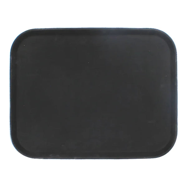 Thunder Group PLST1418BL 14" x 18" Polypropylene Rectangular Anti-Slip Tray with Rubber Lined Surface Black